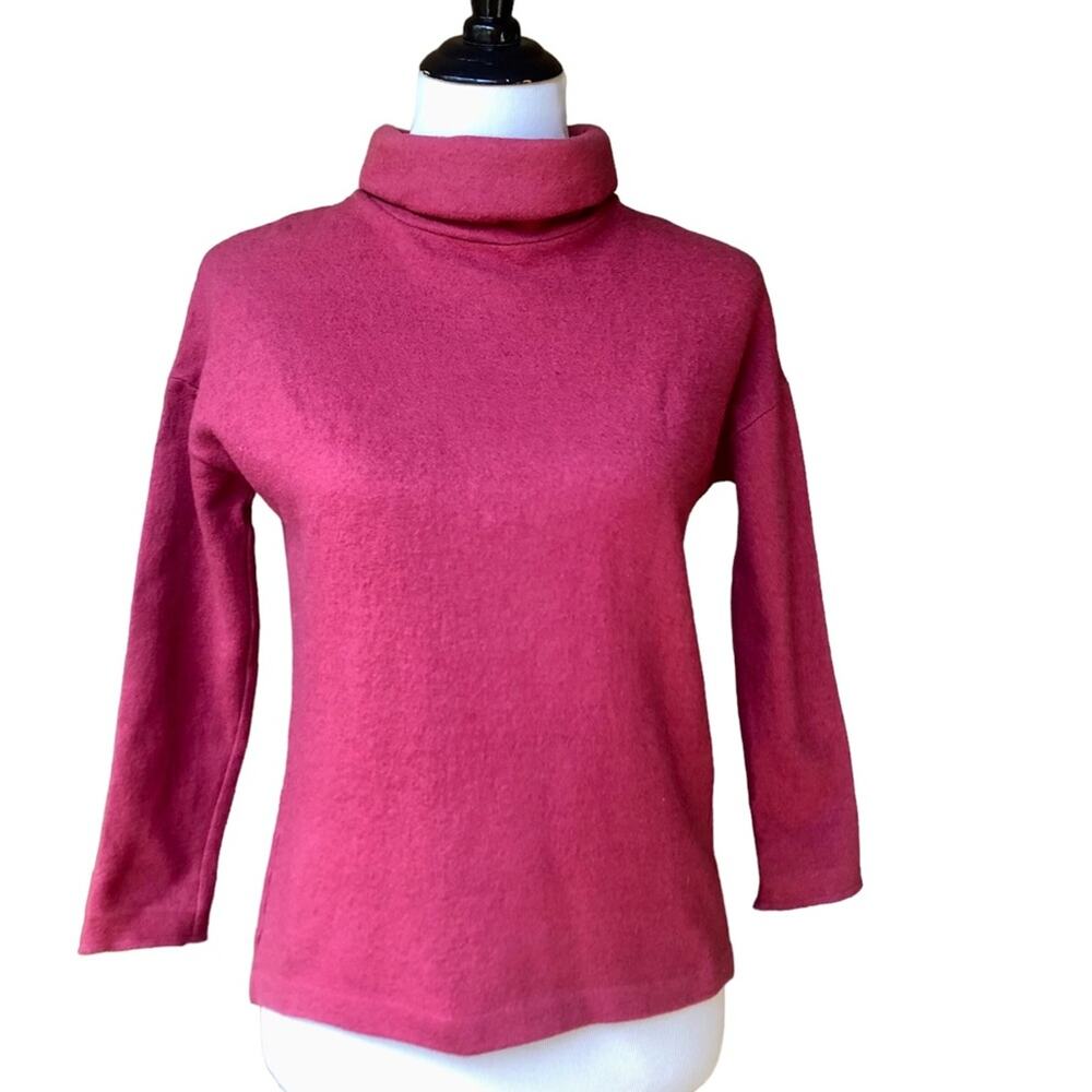 COS mock neck wool cotton blend sweater mauve/rose sz xs